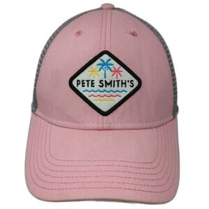 Legacy Trucker Hat Pink One Size Pete Smith's Surf Shop Mesh Patch Palm Trees